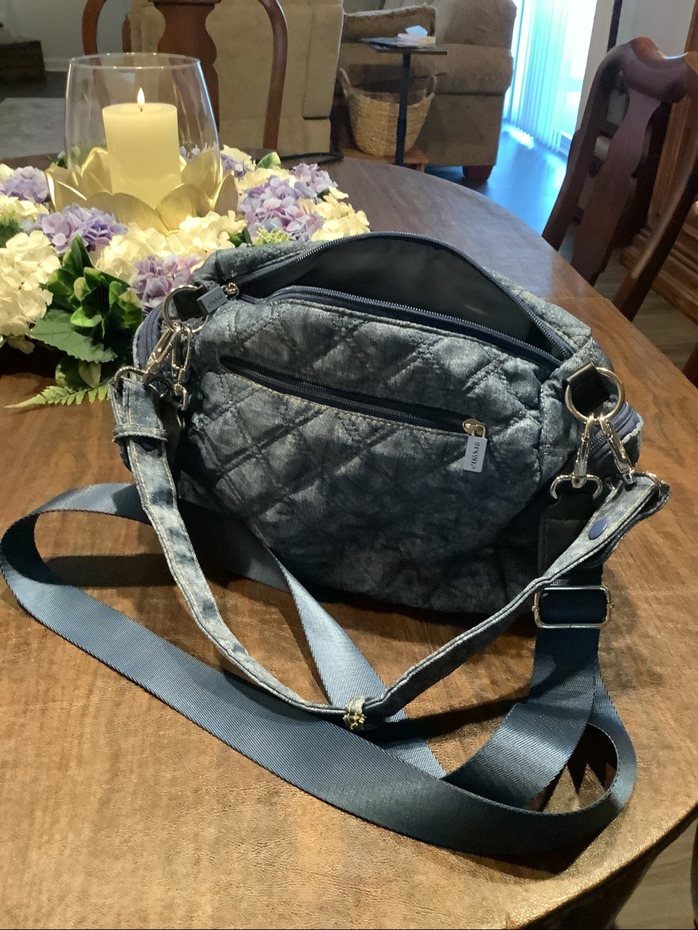 HKWIP Quilted Denim Crossbody Bag - Blue never used - Picture 5 of 5